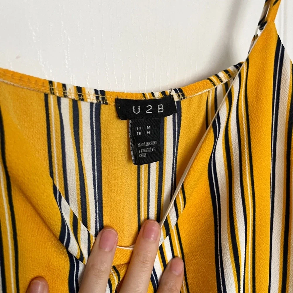 Striped Yellow Jumpsuit - Picture 3 of 5